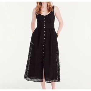 NWT J. Crew Button-front eyelet dress in black